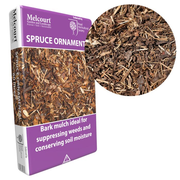 Melcourt Spruce Ornamental Mulch 60L Poly Bag